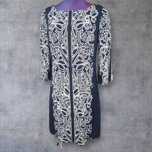 Laundry by Shelli Segal Navy and White V-Back 3/4 Sleeve Dress Size XS‎ Women's